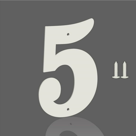 3 Inch White Metal Letters, Modern Metal House Address Letters and Numbers for Outside Signs, Outdoor Mailbox Numbers, for Door, Apartment, Office, Home Use(Number 5)