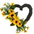thumbnail image 2 of Spring Decor,15.7In Artificial Sunflower Heart Wreath Bright Cheerful Floral Display Weather-Resistant Lightweight,Festive Decor for Front Door Wall Window Wedding Party Home Celebration Decor, 2 of 6