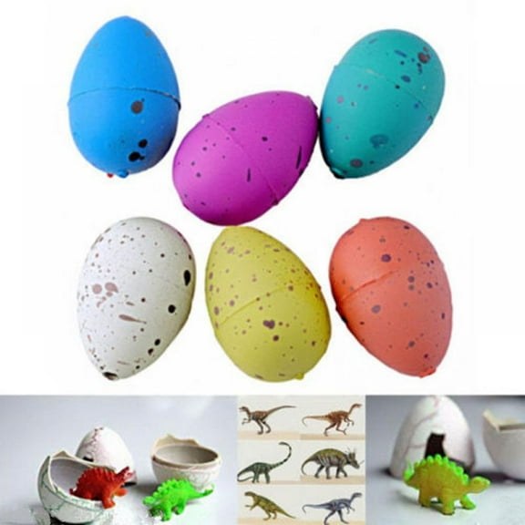 6 Pcs Dinosaur Eggs Toy Hatching Growing Dino Dragon for Children Large Size,Colorful Crack Halloween Easter Eggs (Color Mixing)