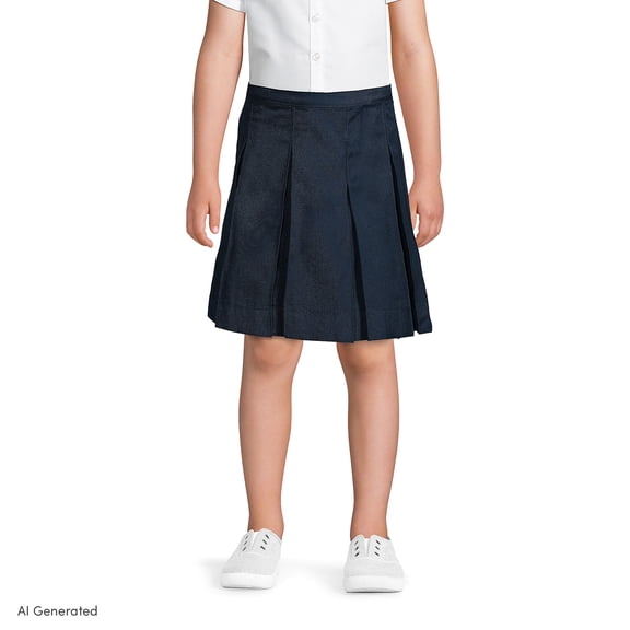 Lands' End Girls Box Pleat Skirt Top of Knee