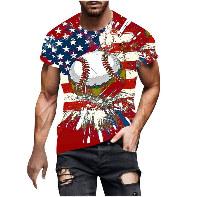 Camisetas Casuales Impresas de Manga Corta en el Patrón de Rayas, Camisetas Ligeras de Algodón a Rayas para Hombres