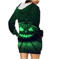thumbnail image 5 of Women's Halloween Costumes Pumpkin Graphic Hoodie V Neck Long Sleeve Midi Dress Punk Vintage Y2K Dresses, 5 of 6