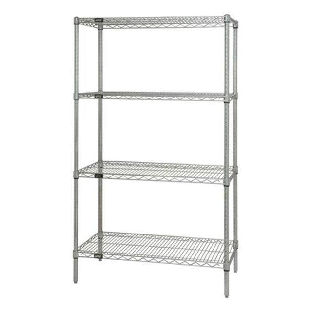 Trousse de Départ d'Étagères Grillagées Chromées à 4 Tablettes, 14 x 42 x 63 Po