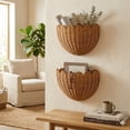 thumbnail image 4 of Scalloped Wall Basket Handwoven Natural Rattan Storage Organizer with Sturdy Metal Frame, Nordic Style Wicker Decor for Wall Storage, 4 of 7