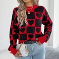 thumbnail image 5 of vigerkar Women's Fall Winter Crew Neck Long Sleeve Cute Heart Pattern Loose Knit Pullover Sweaters Jumper Tops (Black, M), 5 of 8