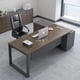 thumbnail image 2 of Dark Wood Reception Office Desk L Shaped Vanity Home Drawers Computer Desks Gaming Conference Study Mesa Escritorio Furniture My Lux Decor Round, 2 of 31