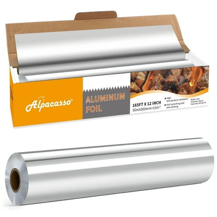 Alpacasso Aluminum Foil ,Aluminum Foils Roll with Serrated Cutter,12inx165SQ.FT