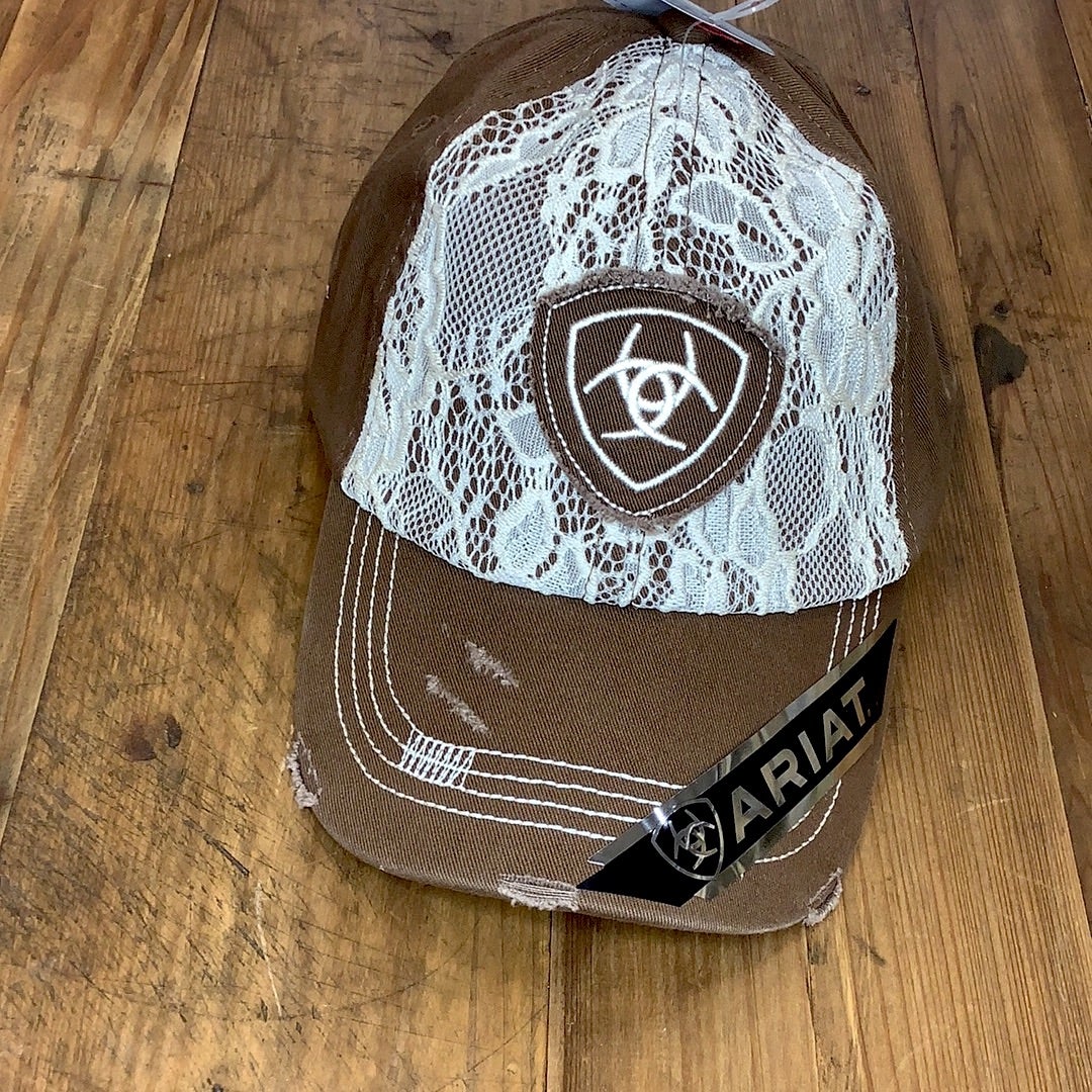 Ariat Lace Logo Velcro Back Cap, Brown 