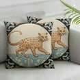 thumbnail image 2 of COMIO  Designer Throw Pillow Covers for Couch,Vintage French Pillows Cover with Cheetah Pattern and White Pendant,Farmhouse Decorative Square Pillowcases for Bed Living Room Outdoor 2pc, 2 of 6