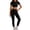 Black, variant on UDAUDU Womens Seamless 2 Piece Yoga Outfit Short Sleeve Crop Top And High Waist Leggings Exercise Set Navy M