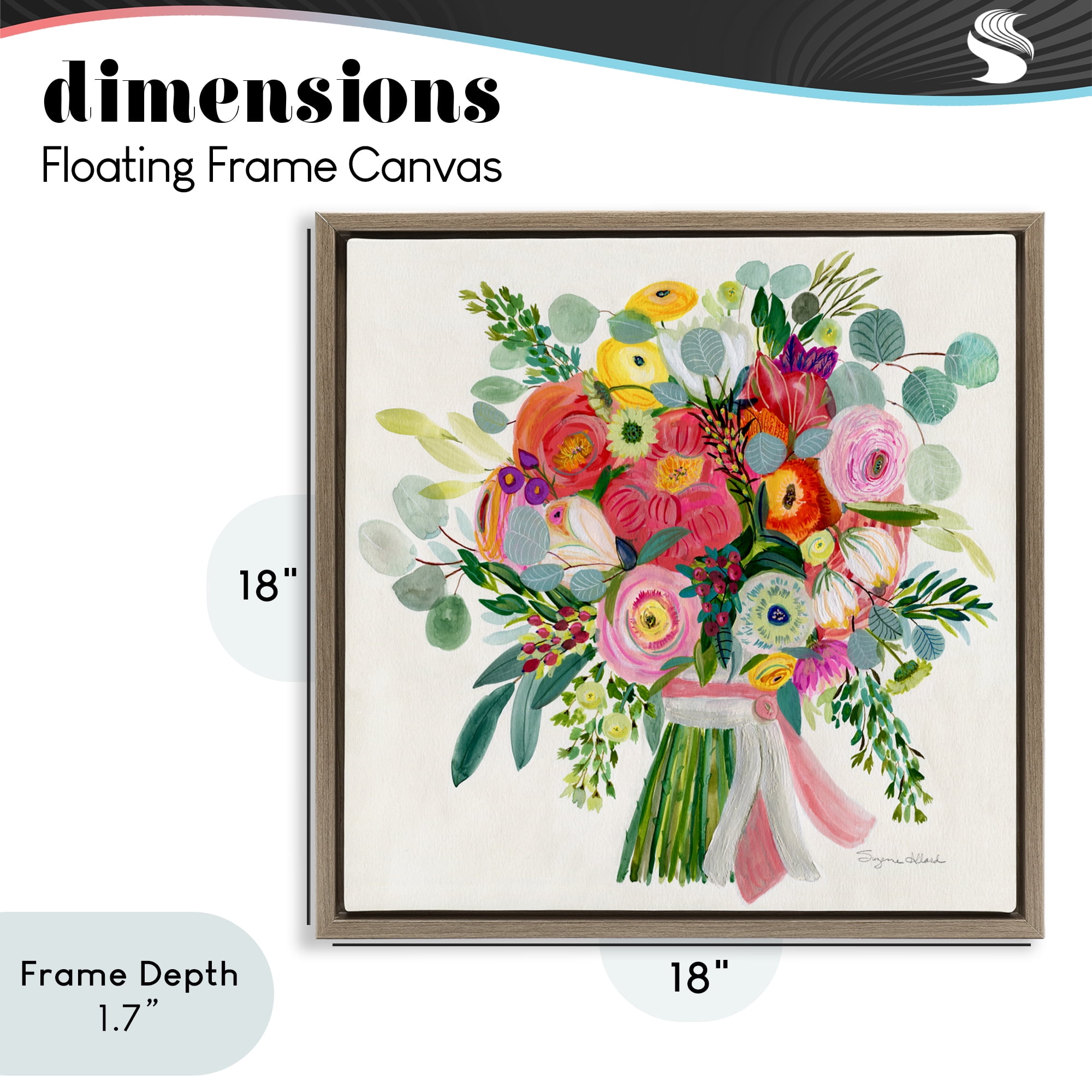 Stupell Industries Constant Friend Bouquet Brown Framed Floater Canvas Wall Art, design by Suzanne Allard