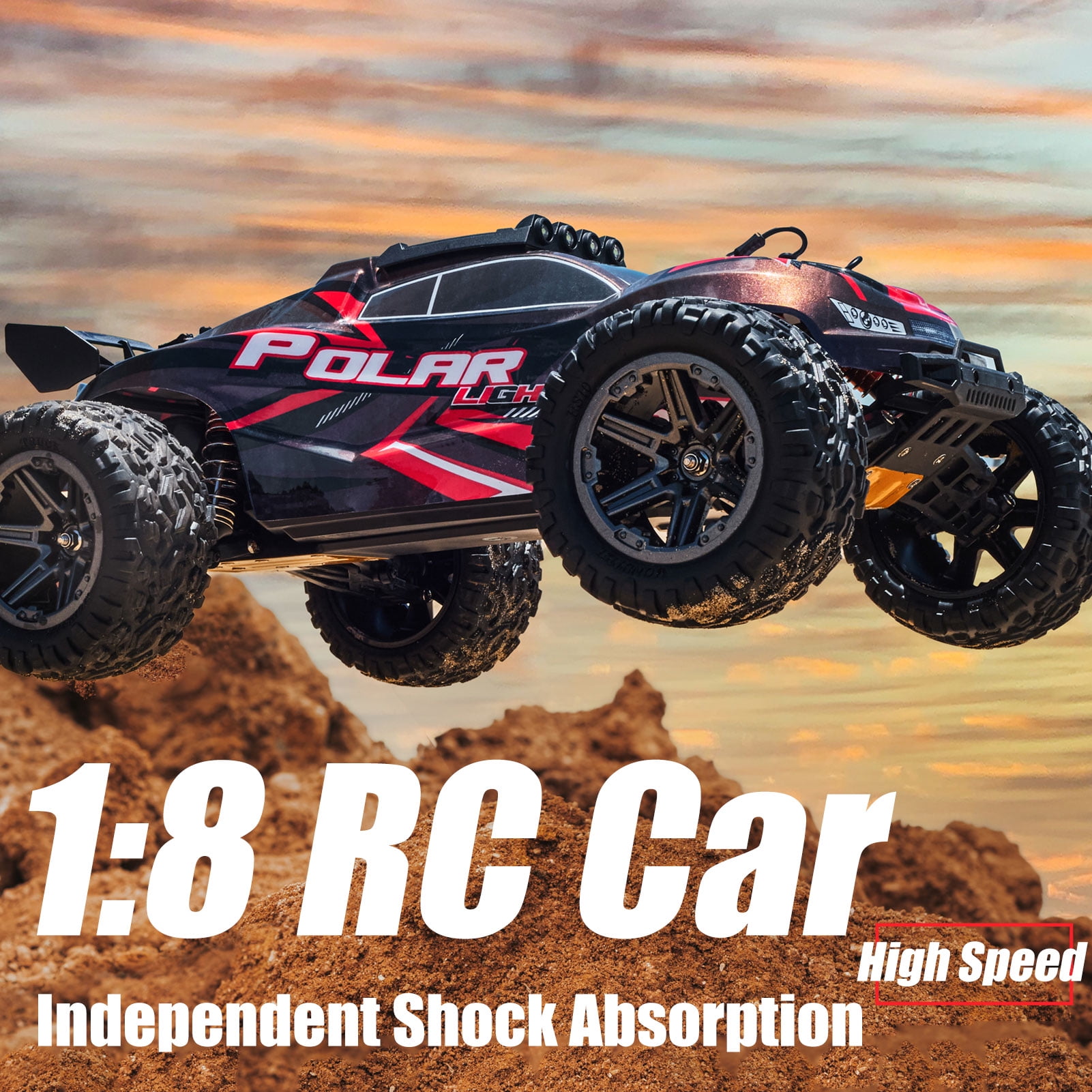 Halloween Gift, High Speed RC Cars 45kmh For Adults, 1:8 Scale Remote Control Car, All Terrain Off-Road Monster RC Truck For Adults, 2.4Ghz Glow-Up RC Cars With Body Lights & Headlights