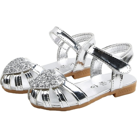 Odeerbi Girls Sandals Children Kids Girls Sandals Princess Heart Hollow Cut-outs Roman Beach Shoes