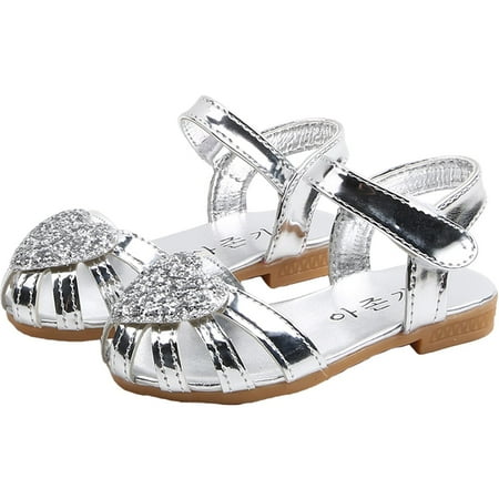 

Binmer Children Kids Girls Sandals Princess Heart Hollow Cut-Outs Roman Beach Shoes