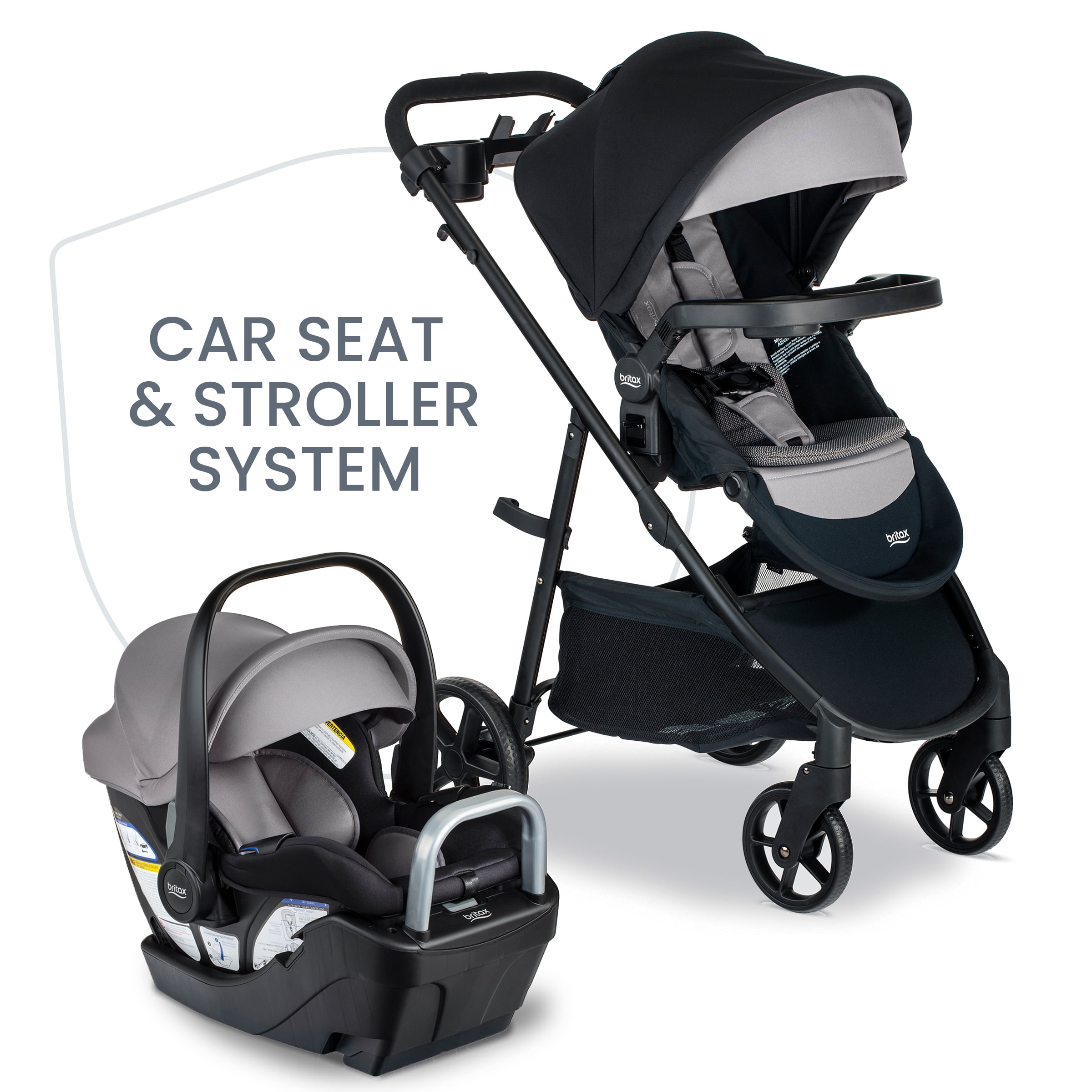Britax Willow Brook S+ Baby Travel System, Infant Car Seat and Stroller Combo, Graphite Onyx