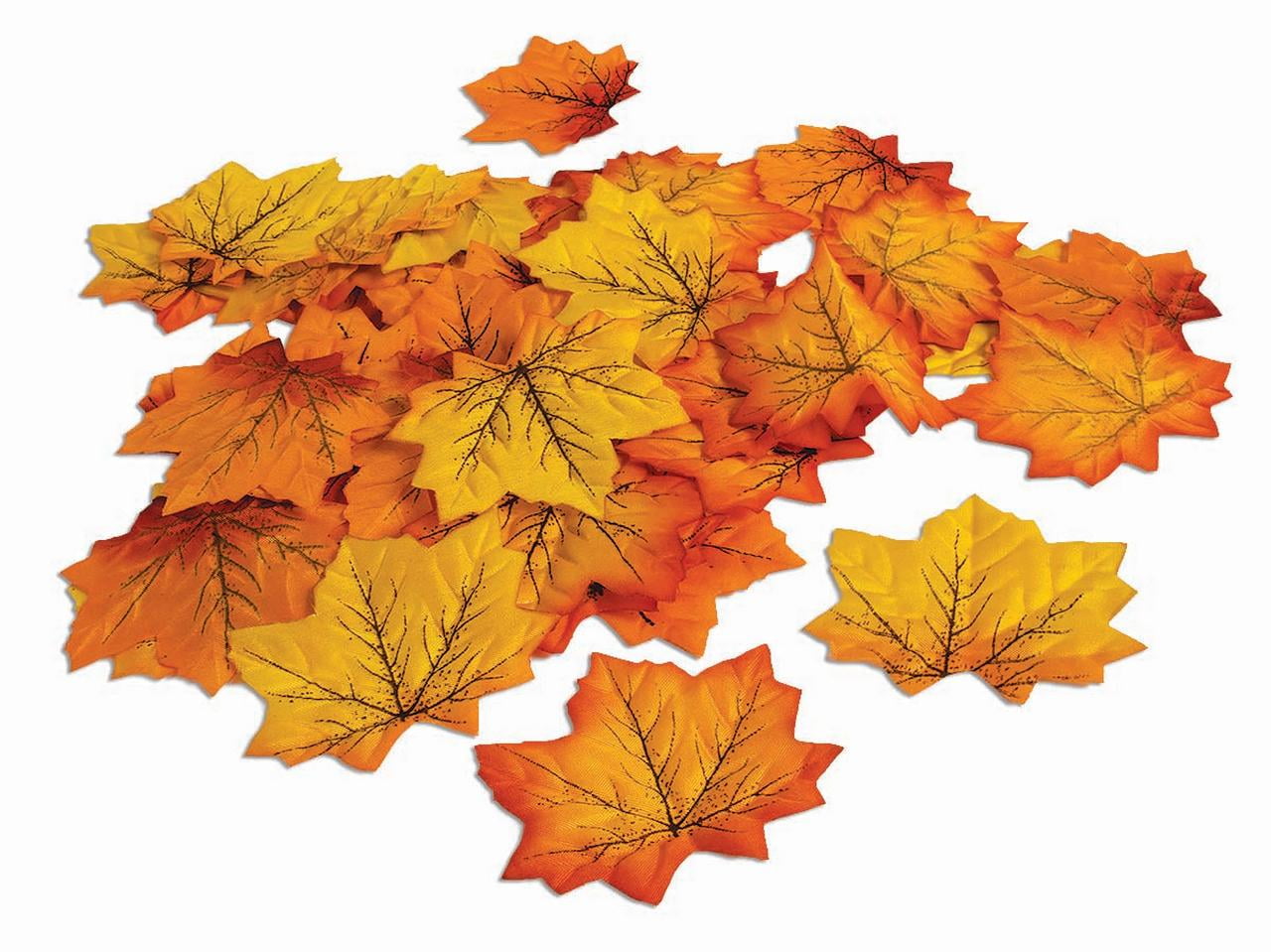 Fall Harvest Maple Leaves faux leaves polyester Pkg of 50 each assorted colors