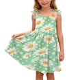 thumbnail image 2 of Girls' Dress 3-12Y Spaghetti Strap Round Neck Floral Print Polyester for Daily Casual Wear Green 3-4 Years, 2 of 9