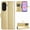 Gold, variant on Wallet Case for Samsung Galaxy A37 5G with Card Holder, PU Leather Flip Phone Case with Kickstand Magnetic Closure Wrist Strap Red