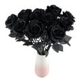 thumbnail image 1 of Nilvkv 12 Pcs Bouquet de Roses Simulation Horreur Halloween Style Gothique Collection Feston Noir, 1 of 6
