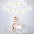 thumbnail image 4 of Banderín de cumpleaños Hirbisnis blanco con letras doradas, 13 unidades, 4 of 8