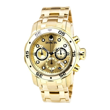 Invicta Men's 0074 Pro Diver Scuba Champagne Dial Gold Steel Bracelet Dive Watch