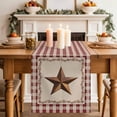 thumbnail image 2 of Table Runner 72 Inches Long for Kitchen Dining, Western Texas Star Retro Dresser Scarf Farmhouse, Dining Table Decorations for Wedding/Parties, Rustic Vintage Farm Red Beige Plaid 16 x 72 In, 2 of 8