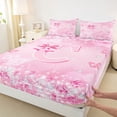 thumbnail image 4 of Erosebridal Pink Girly Bow Queen Sheet Sets For Kids,3D Letter C Personalized Initial Bed Set 4-Piece, 4 of 6
