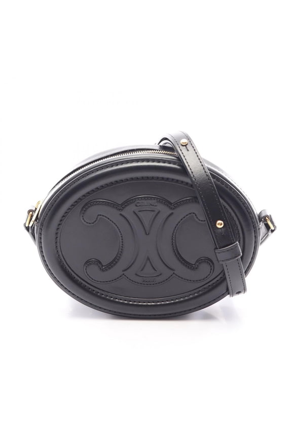 Pre-Owned Celine Triomphe Oval Purse Cuile Shoulder Bag Handbag Leather Women's Black 10I703DPQ