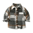 thumbnail image 2 of TOWED22 Boy Button Down Shirt Kid Flannel Shirt Toddler Plaid Shirt Boys Western Shirts Long Sleeve Father Son Shirt(Brown,12-18 M), 2 of 6