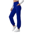 thumbnail image 2 of BRELIL Women's High Waisted Jogger Pants with Pockets Solid Casual Active Long Lounge Pants Athletic Workout Fall Winter Comfort Trousers, Blue M, 2 of 7
