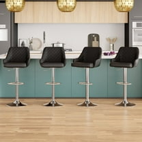 VECLO Bar Stools Adjustable Swivel with Back and Armrest, Black (Set of 4)