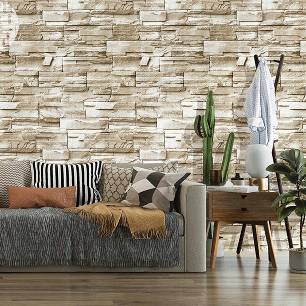 Knowza Beige Brick Peel & Stick Wallpaper 1.5x19.7ft