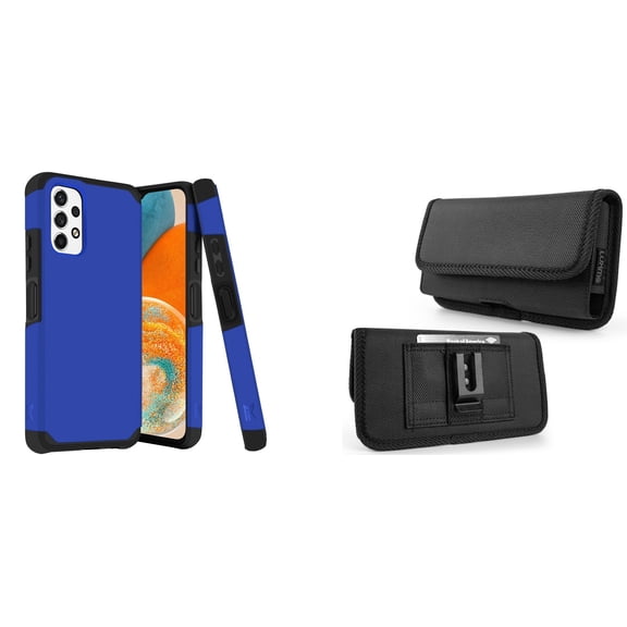 MK Armor Case for Samsung Galaxy A23 5G and Belt Holster Pouch - Blue