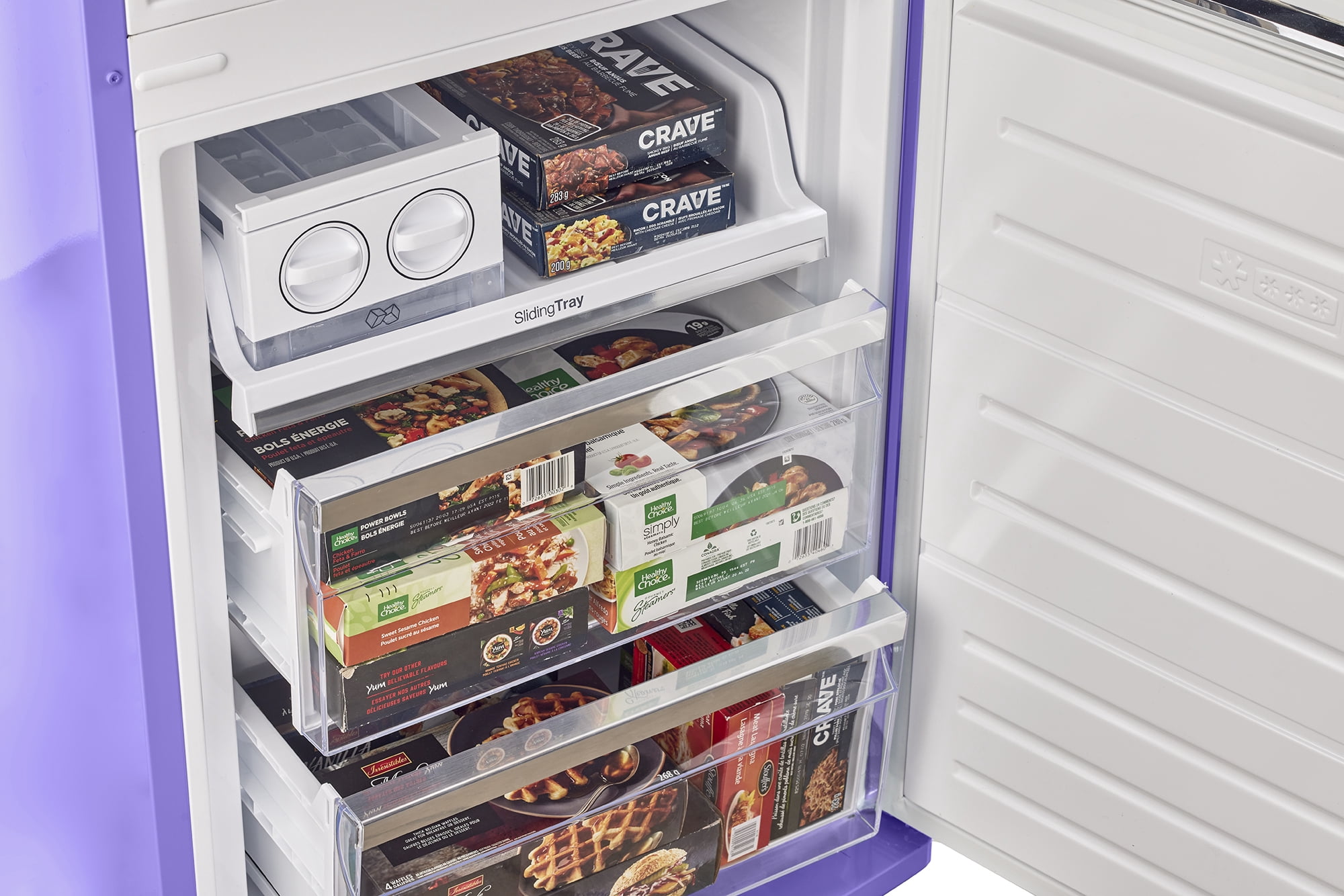Unique Appliances Classic Retro 12 Cu.ft. 2-Door Glass Door Bottom-Freezer Refrigerator in Violet
