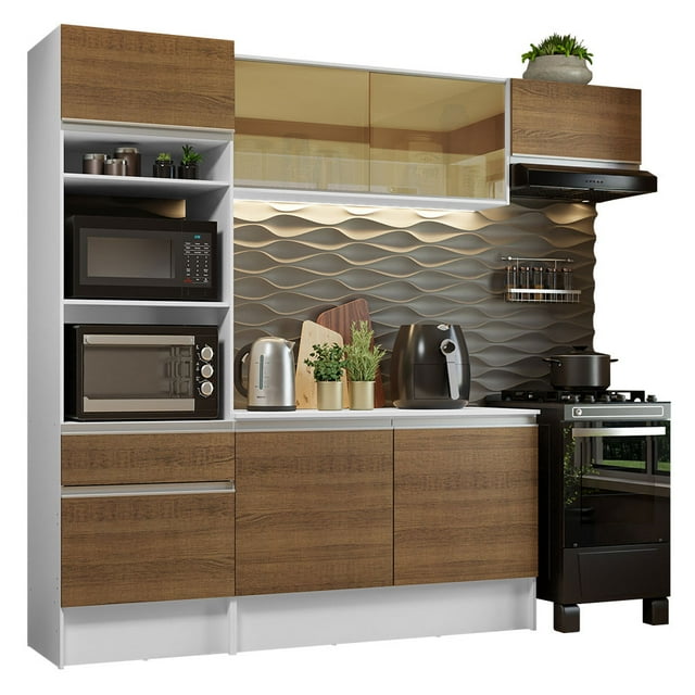 Cocina Integral Completa 240cm Diamante Madesa 02 - Blanco/Marrón