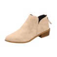 thumbnail image 3 of Willtoo Women's Ankle Boots Low Heels Chunky Fashion Zipper Dressy Booties for Women Pointed Toe Slip On Dress Short Shoes Khaki, 3 of 5