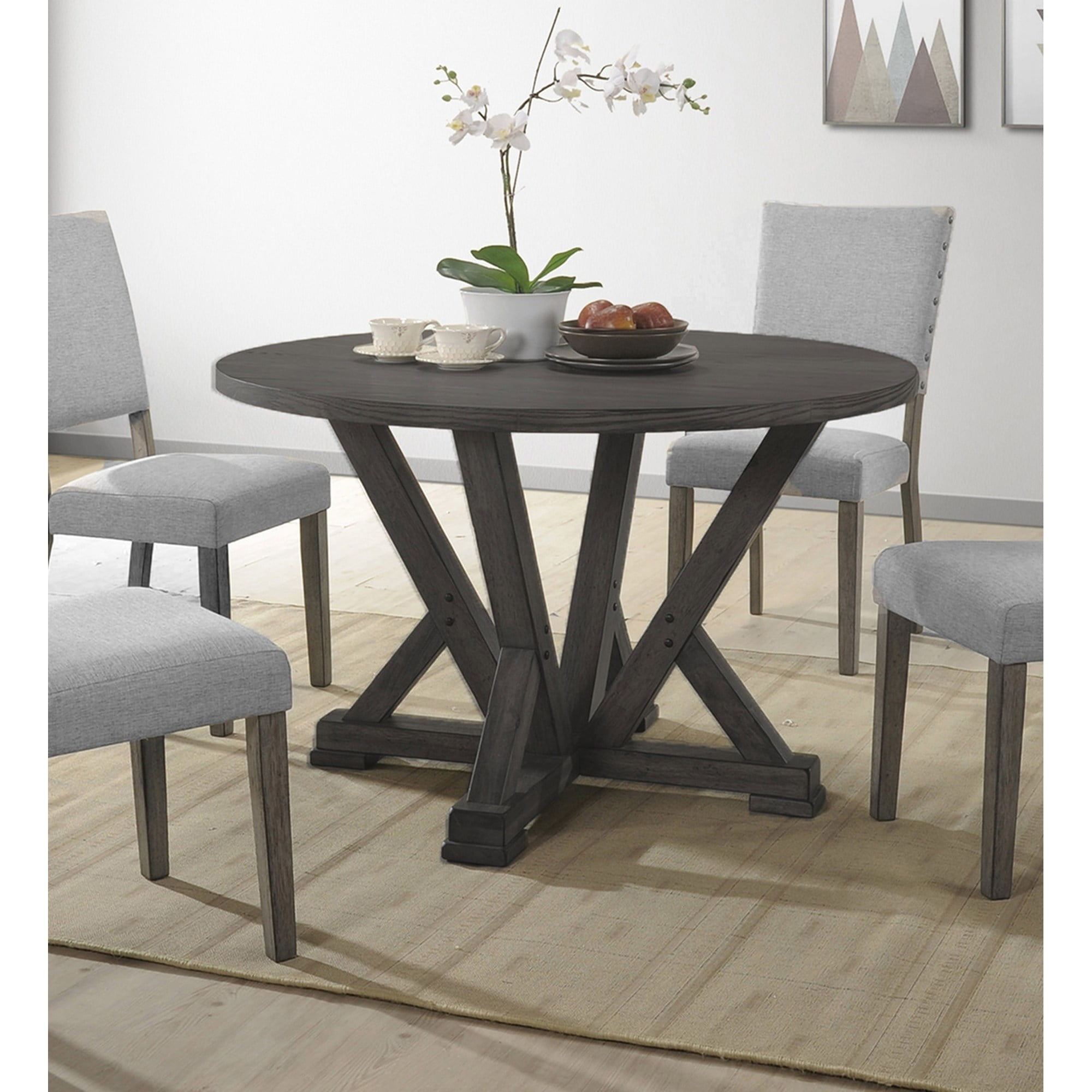 Best Master Furniture Anna Antique Grey Round Dining Table - Walmart.com