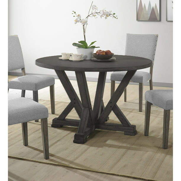 Best Master Furniture Anna Antique Grey, Round Rustic Dining Table Set