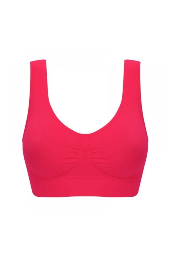 Solid Color Large Size Seamless With Chest Pad Adjustment Type Without Steel Ring Sports Underwear Red 4XL