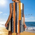 thumbnail image 4 of Vestido Corto para Mujeres Verano Moda Casual Impreso Lado Plisado Cuello Redondo Vestido sin Mangas para el Uso Diario, 4 of 7