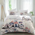 thumbnail image 2 of 4th of July Bedding 3 Piece Duvet Cover Set Queen Size, Independence Day Gnomes Blue Red Star Tree Rustic Soft Microfiber Comforter Cover with Zipper Closure & Pillowcases, FadeResistant Quilt Cover, 2 of 9