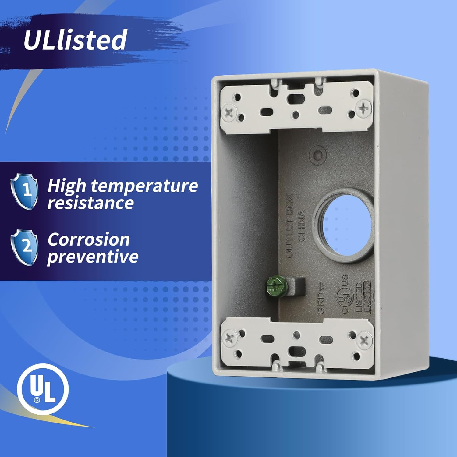 Weatherproof Outlet Box with Three 3/4-in Threaded Outlets,4-3/5-Inch Length by 2-5/6-Inch Width by 2-Inch Depth,1 Gang Weatherproof Outdoor,CUL Listed,Gray(9 Pack)