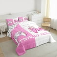 thumbnail image 3 of Castle Fairy Kawaii Pink White Gamepads Bedding Comforter Set 2pcs for Boys Girls,Cartoon Gamer Twin Comforter Sets Microfiber,Video Game Game Controller Breathable Bedding Set,Breathable Home Decor, 3 of 8