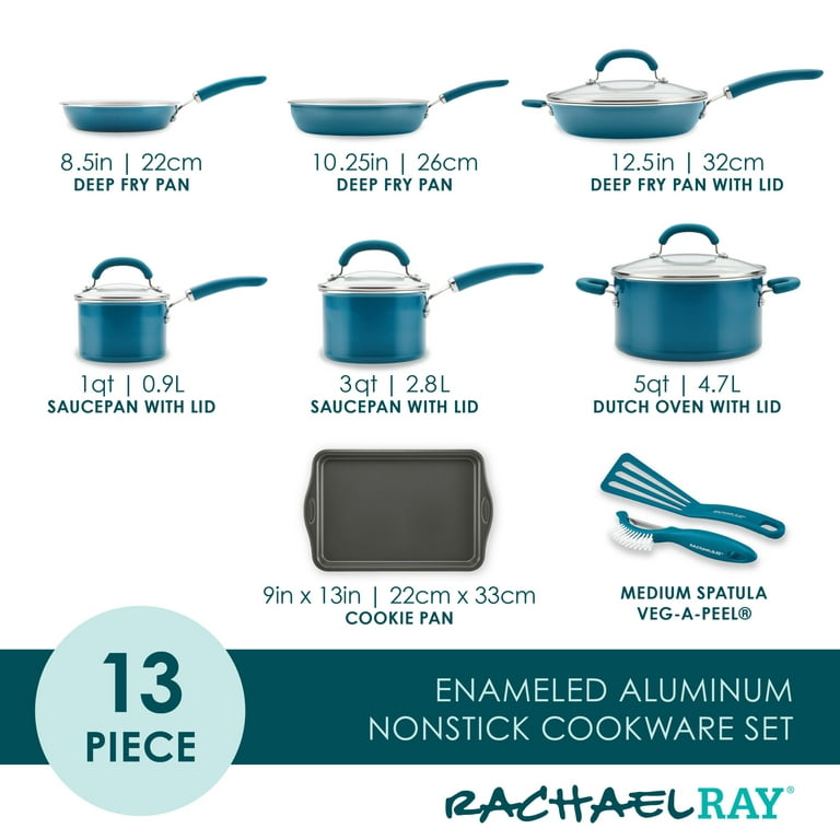 Rachael Ray Create Delicious 13pc Aluminum Nonstick Cookware Set Gray :  Target
