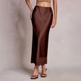 thumbnail image 4 of Maxi Skirts for Women Casual Comfort A line Summer Skirts Flowy Skirt Satin Solid Color Midi Skirt Silk Skirts for Daily Wear, 4 of 6
