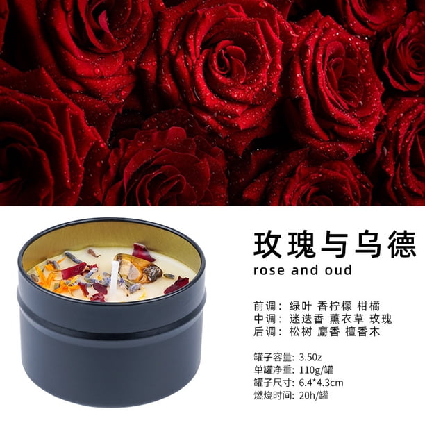 Xiao Hua 1 vela perfumada amarilla, lata de hierro de alta gama, vela perfumada de cera de soja, recuerdo, flor seca + adorno decorativo de vela perfumada de piedra natural
