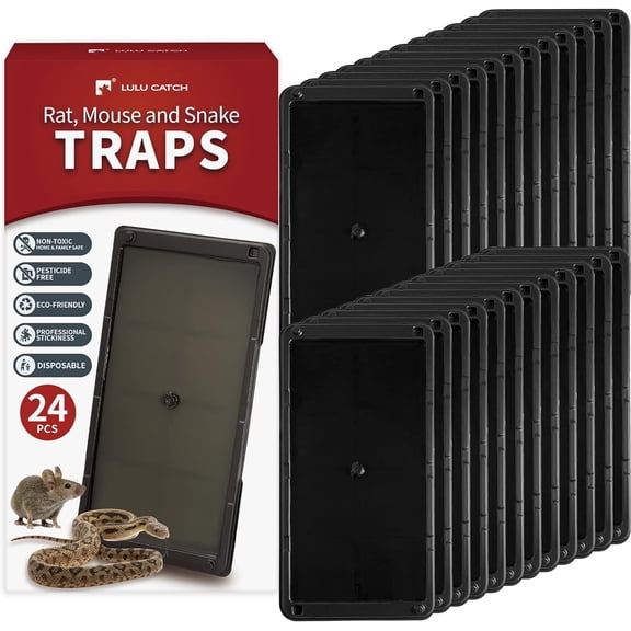 LULUCATCH Super Heavier Mouse Traps 24 Pack for Mice & Snakes with Non-Toxic Glue. Larger Sticky Traps for Indoor