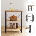 thumbnail image 5 of SogesPower 3-Tier Kitchen Island Microwave Cart with Wheels Kitchen Organizer Storage Shelf- Rustic, 5 of 7