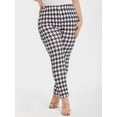 thumbnail image 3 of CurveSoul Plus Size Houndstooth Print Elastic High Waist Skinny Pants, 3 of 5