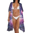 thumbnail image 3 of HELLHERO Breathable Long Kimono Swimsuit Cover Up for Beach High Quality Fabrics Quick Dry Bathing Suit Cover Up Butterfly Rose, 3 of 6